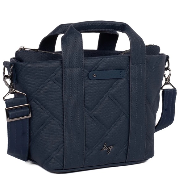 Lug Dory Matte Luxe VL Crossbody Bag in Indigo with Tartan Plaid lining - Picture 2 of 7
